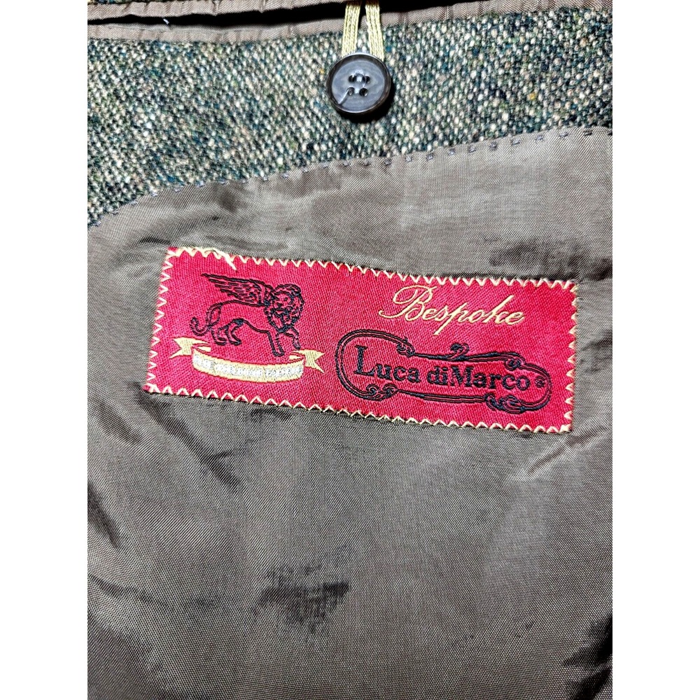 Bespoke Luca diMarco Tweed Olive Green Cashmere Blazer Cloth Ermengildo Zenga 46 - Picture 11 of 14